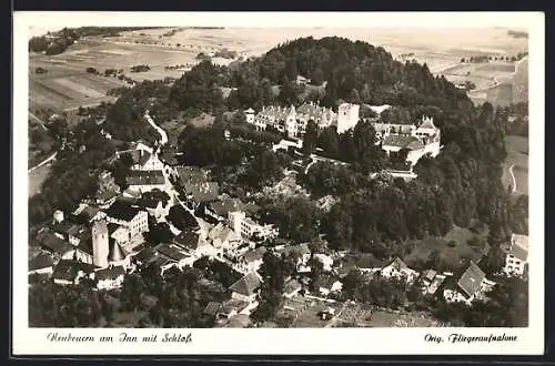 AK Neubeuern a. Inn, Panorama mit Schloss vom Flugzeug aus