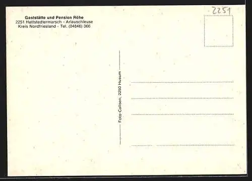 AK Hattstedtermarsch / Nordfriesland, Gaststätte-Pension Röhe, Arlauschleuse