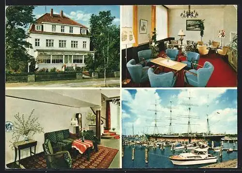 AK Travemünde-Priwall, Kurhotel Feyerabend, Mecklenburger Landstrasse 60, Hafenbild