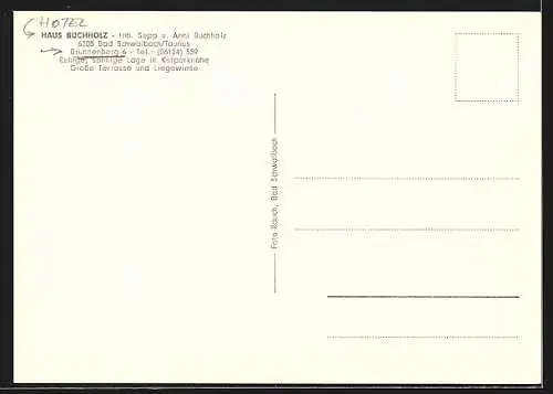 AK Bad Schwalbach / Taunus, Hotel Haus Buchholz, Brunnenberg 6, Inh. Sepp u. Anni Buchholz