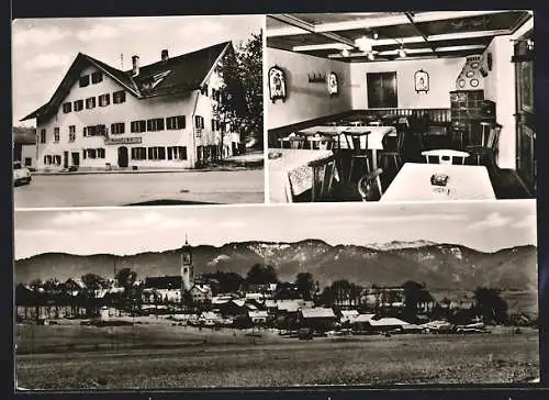 AK Königsdorf, Hofherr's Gasthof Zur Post, Panorama mit Benediktenwand