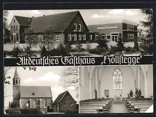 AK Gescher, Altdeutsches Gasthaus Hollstegge, mit Traukapelle St. Antonius
