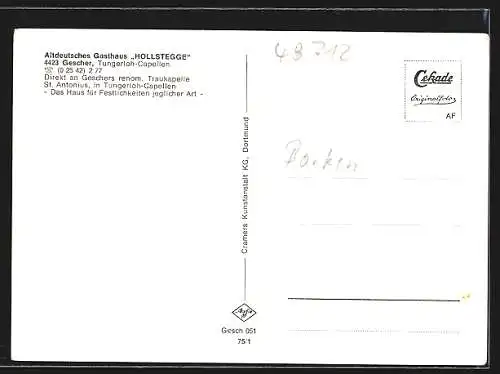 AK Gescher, Altdeutsches Gasthaus Hollstegge, mit Traukapelle St. Antonius