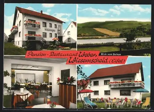 AK Wiesemscheid / Eifel, Pension-Restaurant Weber, Aussen- und Innenansichten