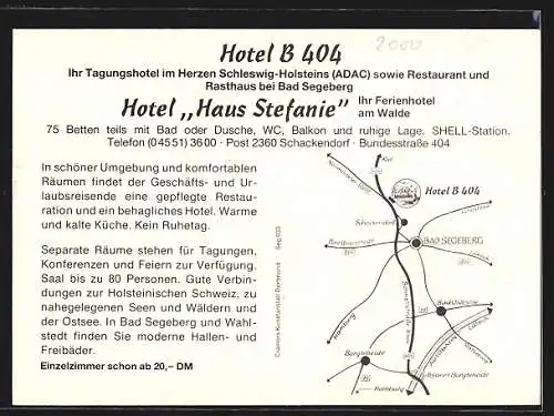 AK Bad Segeberg, Hotel B 404, Aussen- und Innenansichten