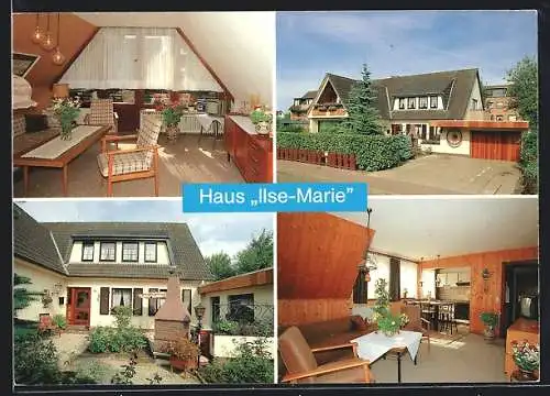 AK Büsum / Nordseebad, Gasthaus Ilse-Marie, Bielshövensand 14, Aussen- und Innenansichten