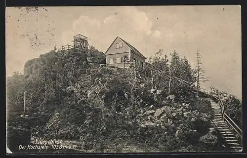 AK Hochsteinbaude, Aufgang zur Baude, Aussichtsturm