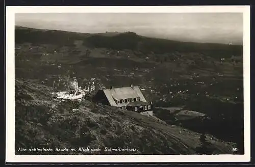 AK Alte Schlesische Baude, Baude mit Blick nach Schreiberhau