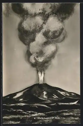 AK Rangárþing ytra, Heklugosid 1845, Vulkan Hekla beim Ausbruch