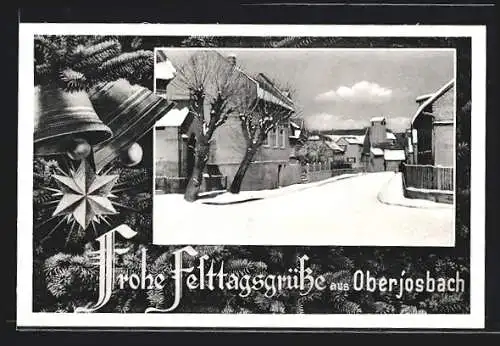 AK Oberjosbach, Strassenpartie im Winter
