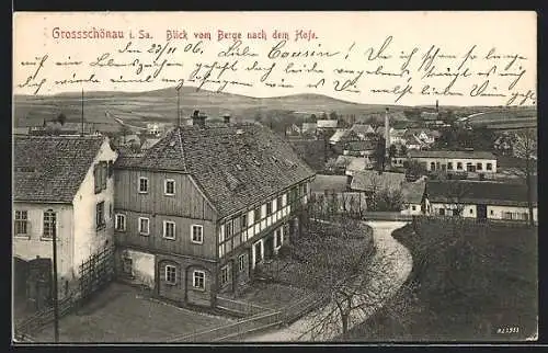 AK Grossschönau i. Sa., Blick vom Berge nach dem Hofe