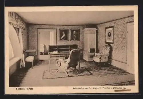 AK Paretz, Schloss, Arbeitszimmer Sr. Majestät Friedrich Wilhelm IV.