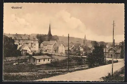 AK Waldbröl, Teilansicht mit Kirche im Hintergrund