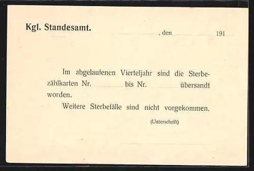 AK Magdeburg, Mitteilungskarte an Herrn Kreisarzt, Kgl. Standesamt, Siegel