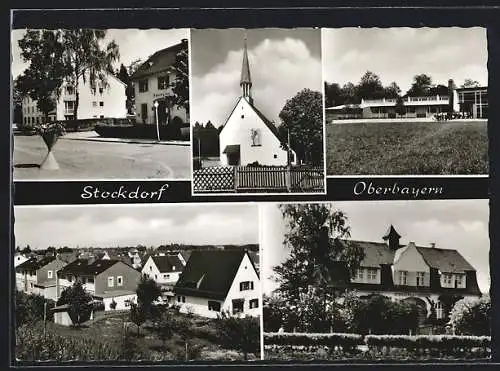 AK Stockdorf, Kirche, Ortsansicht, Strassenpartie an der Sparkasse