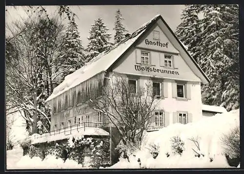 AK Seebach / Schwarzwald, Gasthof-Pension Wolfsbrunnen im Winter