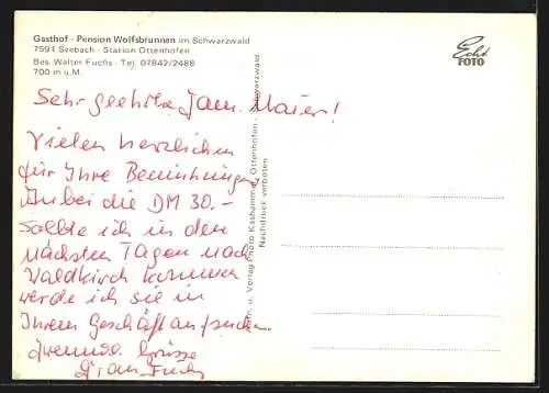 AK Seebach / Schwarzwald, Gasthof-Pension Wolfsbrunnen im Winter