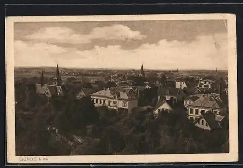 AK Bünde i. W., Teilansicht aus der Vogelschau