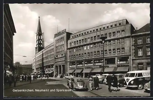 AK Gelsenkirchen, Neumarkt mit Sparkasse