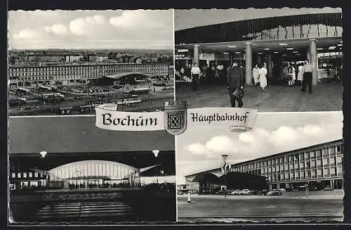 AK Bochum, Hauptbahnhof mit Passanten