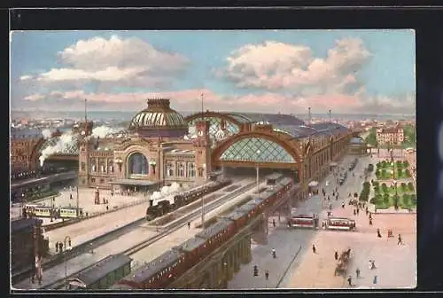 Künstler-AK Dresden, Partie am Hauptbahnhof