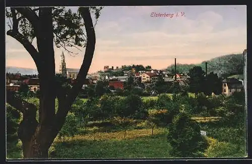 AK Elsterberg i. V., Panoramablick zum Ort