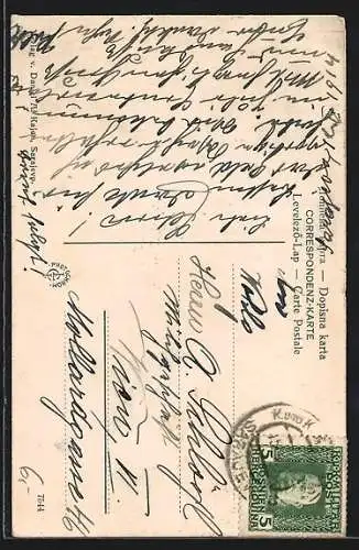 AK Sarajewo, Strasse mit Moschee im Sonnenschein