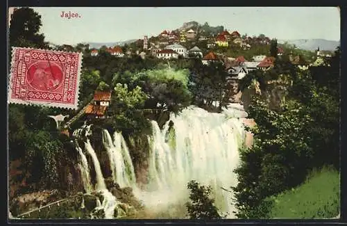 AK Jajce, Ortsansicht von einem Berg aus