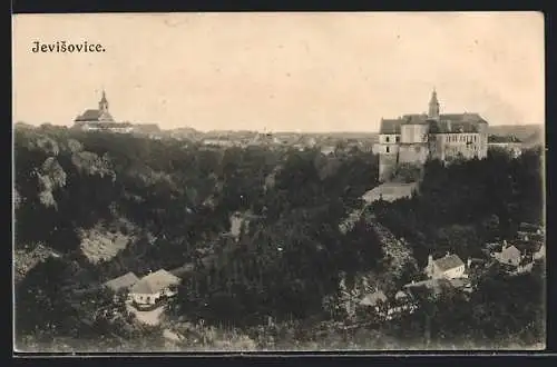 AK Jevisovice, Gesamtansicht von einem Berg aus