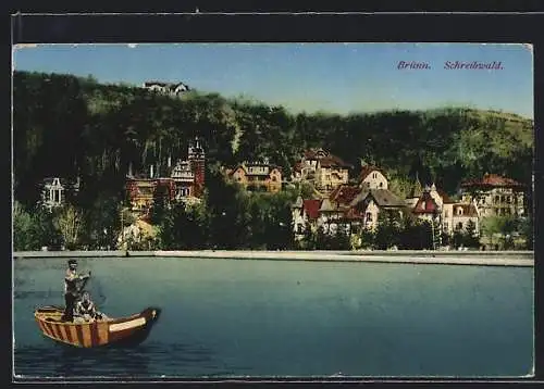 AK Brünn / Brno, Paddelboot am Schreibwald