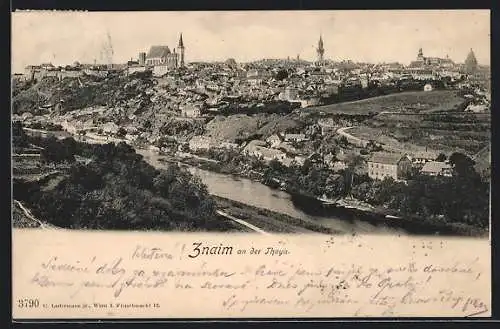 AK Znaim an der Thaya, Gesamtansicht aus der Vogelschau