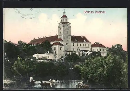 AK Kromau, Blick auf das Schloss