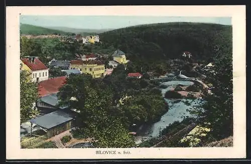 AK Bilovice n. Svit., Ortspartie am Fluss