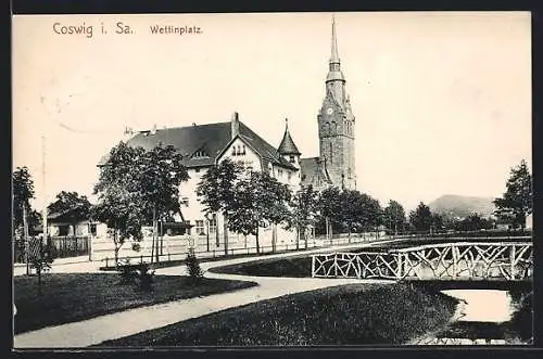 AK Coswig i. Sa., am Wettinplatz