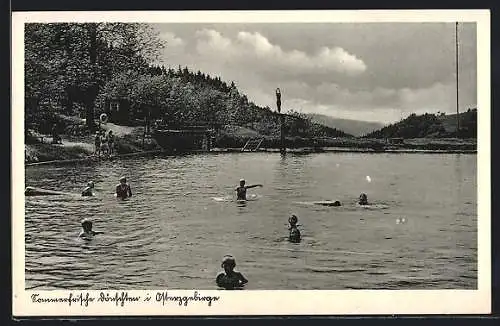 AK Dönschten im Osterzgebirge, Badende im Wasser