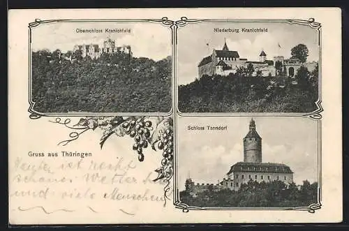 AK Kranichfeld in Thüringen, Oberschloss, Niederburg und Schloss Tonndorf