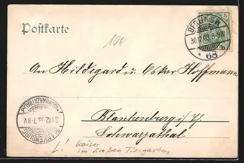 Lithographie Berlin, Spazierfahrt des Kaiser Wilhelm II.