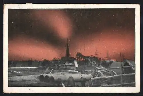 AK Neuengamme bei Hamburg, Die Gasquelle 1910 in Brand geraten, Explosion