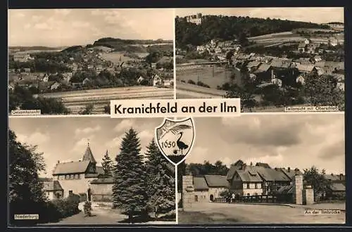 AK Kranichfeld, Niederburg, an der Ilmbrücke, Teilansicht mit Oberschloss
