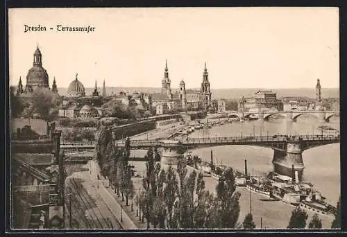 AK Dresden, Terrassenufer aus der Vogelschau