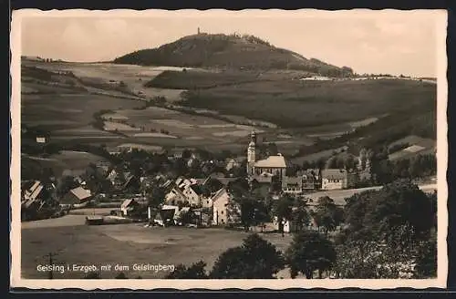 AK Geising i. Erzgeb, Ortsansicht mit dem Geisingberg