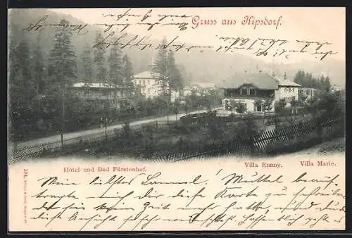 AK Kipsdorf, Hotel und Bad Fürstenhof, Villa Emmy und Villa Marie