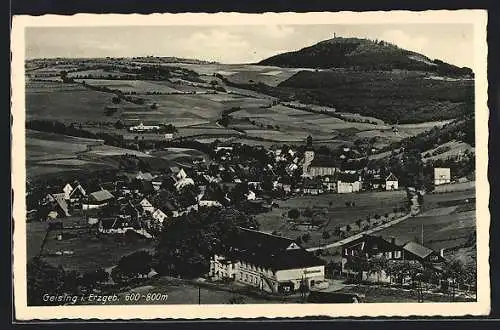 AK Geising im Erzgeb., Totalansicht von einem Berg aus