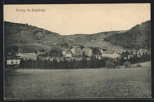 AK Geising im Erzgebirge, Ortsansicht aus der Ferne