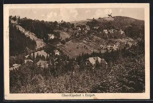 AK Ober-Kipsdorf i. Erzgeb., Gesamtansicht von einem Berg aus