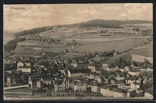 AK Klingenthal i. S., Stadt und Landschaft vom Flugzeug aus