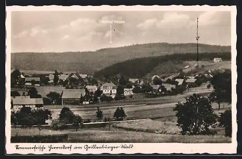 AK Herrndorf am Grillenburger-Wald, Gesamtansicht von einem Berg aus