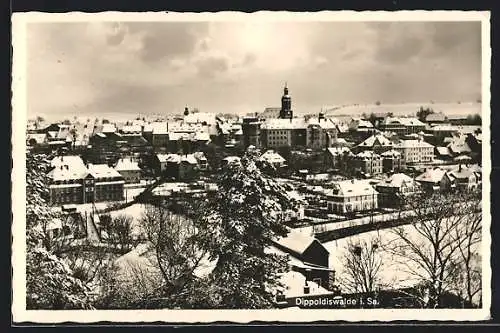 AK Dippoldiswalde i. Sa., Ortsansicht im Winter