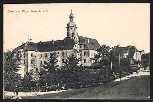 AK Dippoldiswalde i. S., Blick zum Schloss