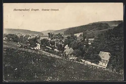 AK Hormersdorf /Erzgeb., Blick vom Berg auf den unteren Ortsteil